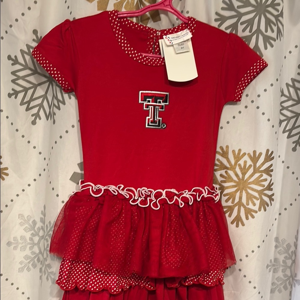 Bright Red Ruffled Tiered Dress with Cap Sleeves and Crew Neck